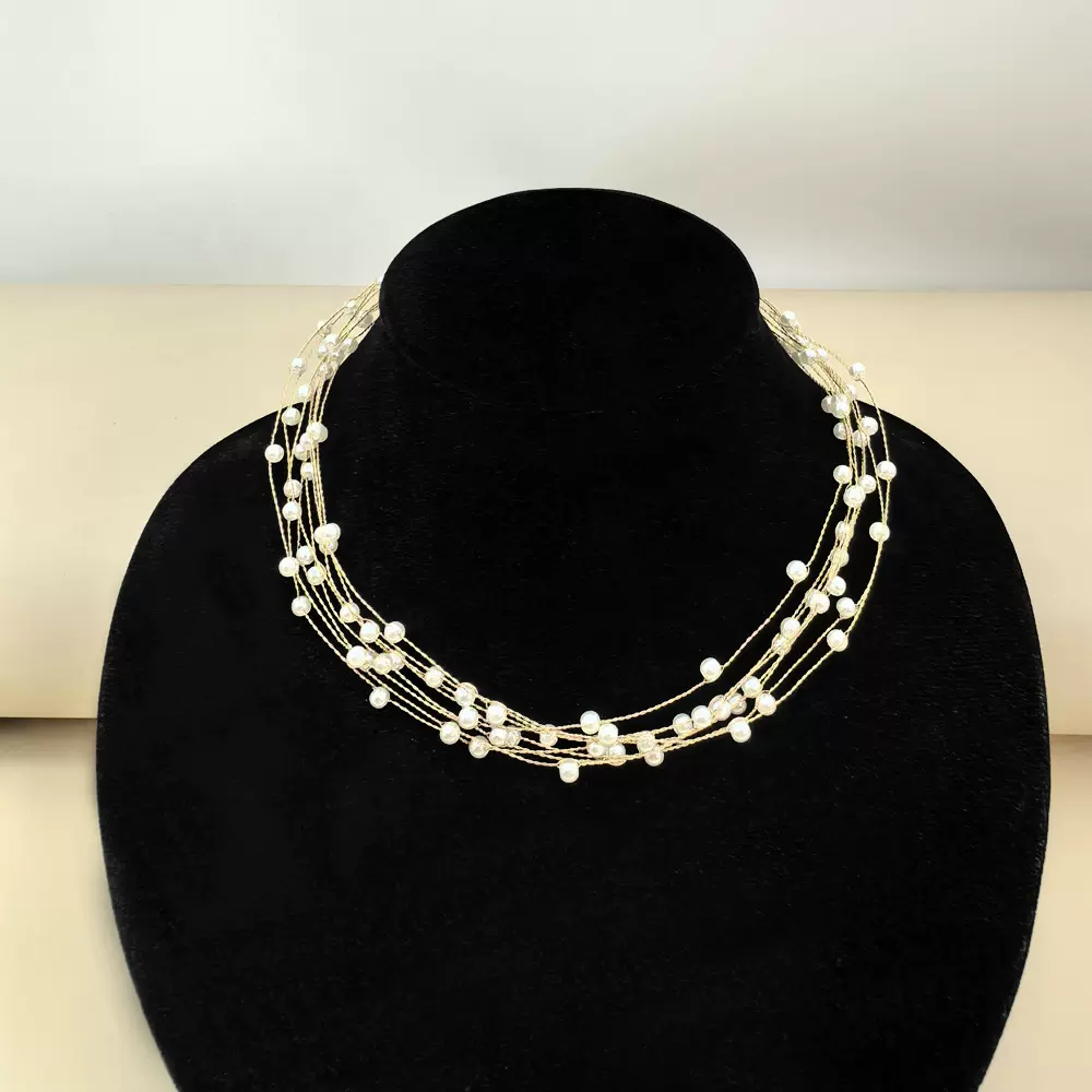 欧美热销简约复古锁骨链优雅多层仿珍珠项链不掉色女夏季配饰
