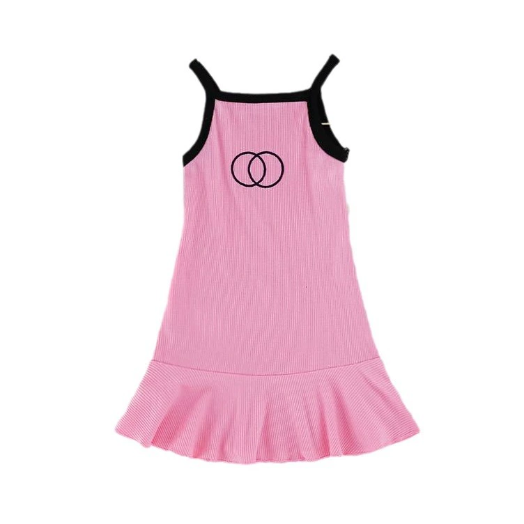 Платье без рукавов, юбка для девочки, летняя тонкая шелковая маленькая принцесса костюм, корейский стиль, западный стиль