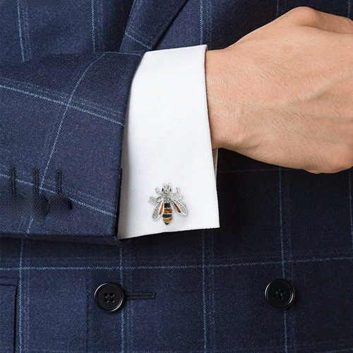 New high-end diamond-studded bee-shaped metal cufflinks, imported men's French cufflinks
