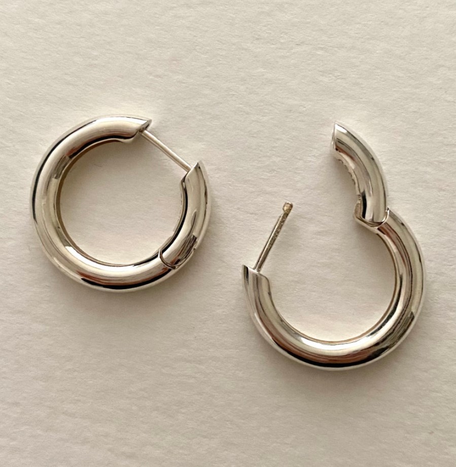 Solid Color Pattern 1 Pair 925 Sterling Silver Solid Color Hoop Earrings