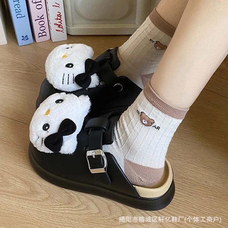 Thick-Soled Clogs for Women's Outer Wear Summer New Cute Kt Cat Non-Slip Heightening Birkenstock Toe-Toe Beach Sandals Thick-Soled Clogs for Women's Outer Wear Summer New Cute Kt Cat Non-Slip Heightening Birkenstock Toe-Toe Beach Sandals