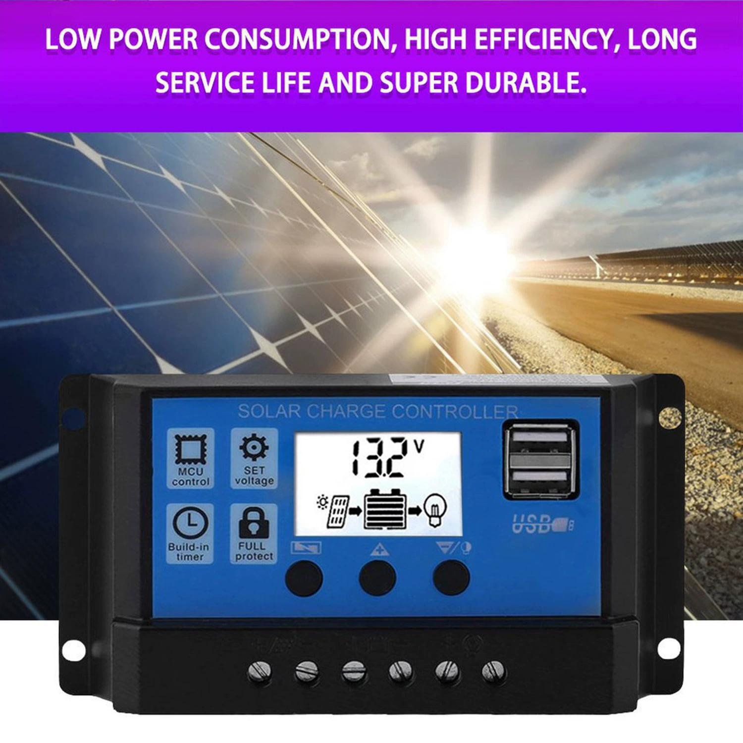 Universal set solar-powered, battery, controller, 300W, 18W, 30A