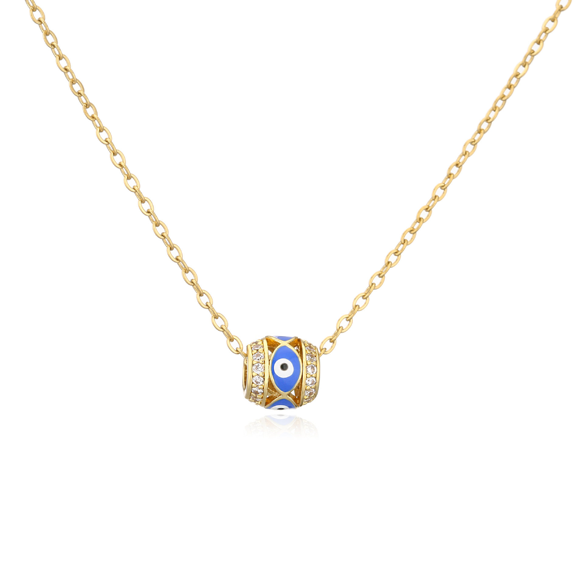 Fashion Devilu0027S Eye Copper Enamel Plating Inlay Zircon Pendant Necklace 1 Piece