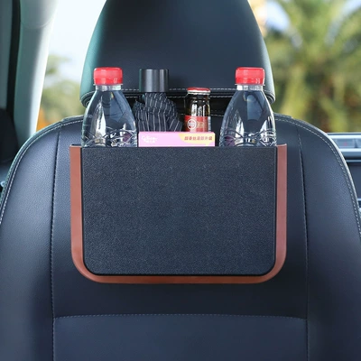 Car Trash Can Hanging Foldableing Storage Bucket Box Car Interior Supplies Cartoon Multi-Functional Car Umbrella Storage Bag (Car storage bag/box) - classic-black-send-accessories