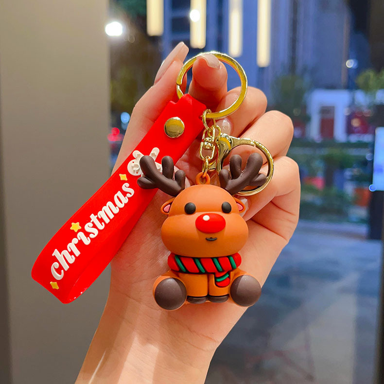 国境を越えたサンタクロースのキーホルダークリスマスペンダントクリスマスツリートナカイ人形バッグキーホルダープレゼント卸売り|undefined