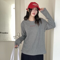 秋季圆领打底衫女高级感显瘦2025新款简约休闲t恤上衣女内搭长袖