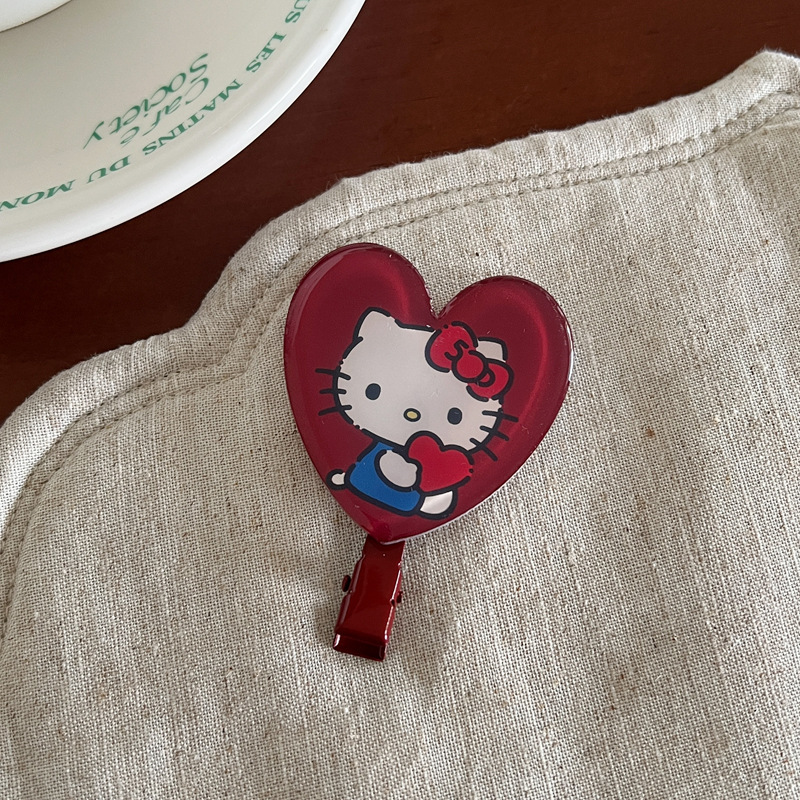 Kitty商店！质感滴胶蝴蝶结猫咪   发夹鸭嘴夹时髦豹纹三角发卡发|undefined