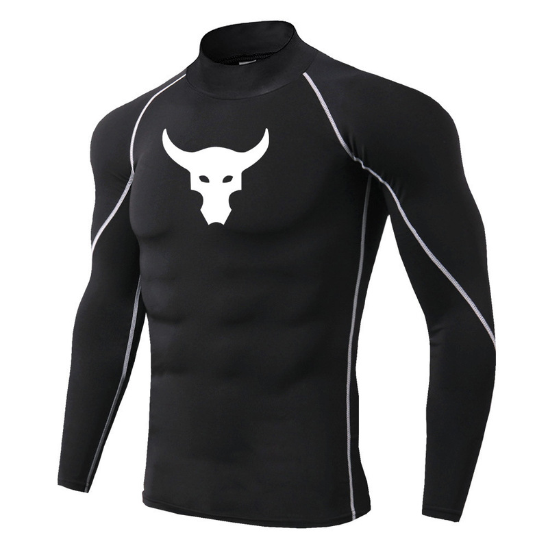 High-Neck Fitness Clothing for Professional Muscle Trainers, Long-Sleeved Compression Shirt for Men, Quick-Dry Running Sports Elastic Stand-Collar Sweat Suit High-Neck Fitness Clothing for Professional Muscle Trainers, Long-Sleeved Compression Shirt for Men, Quick-Dry Running Sports Elastic Stand-Collar Sweat Suit