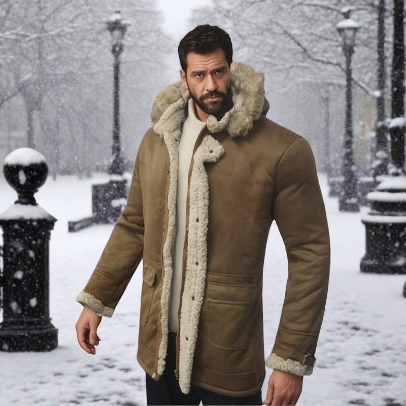 2024 Winter New Product: Leather and Fur Integrated Men's Coat, Thickened Suede Jacket_voghion.com