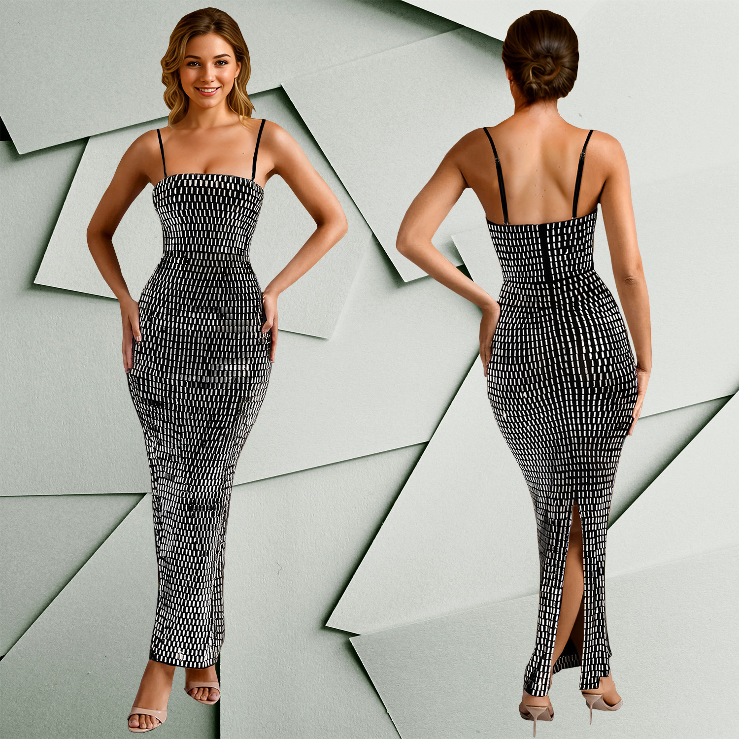 C7193 Aliexpress transfronterizo Amazon Europa y América de moda de mujer diamante caliente sexy cinturón apretado vestido de cadera
