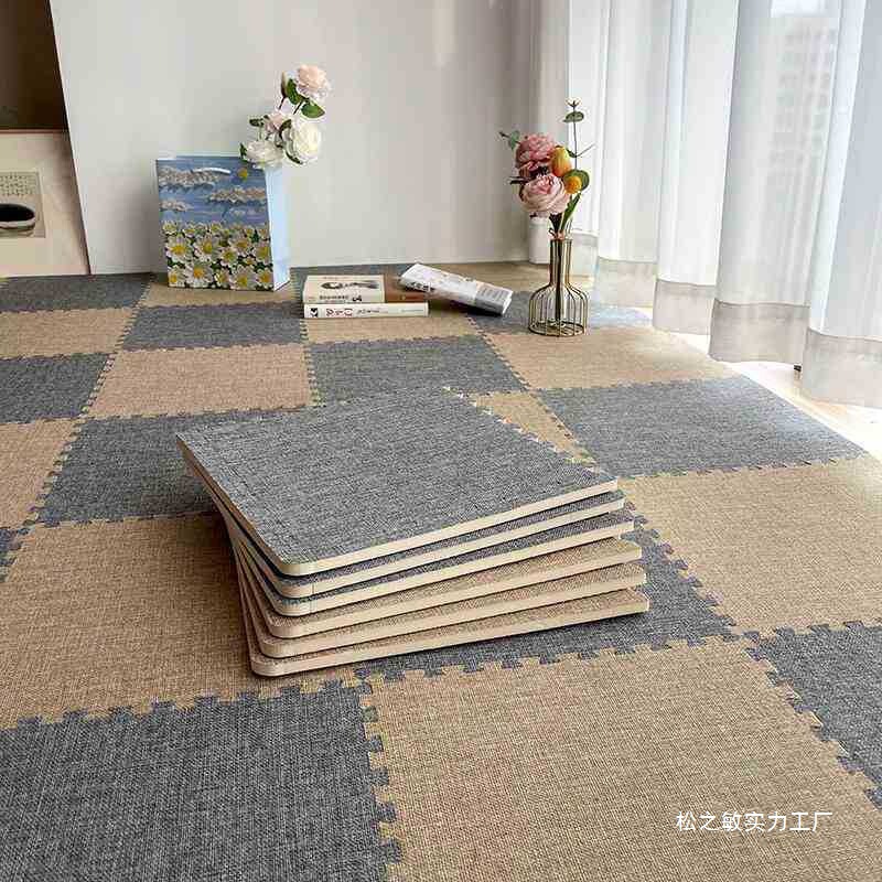 Linen Floor Mat Splicing Bedroom Dormitory Living Room Machine Washable Hand Washable Internet Celebrity