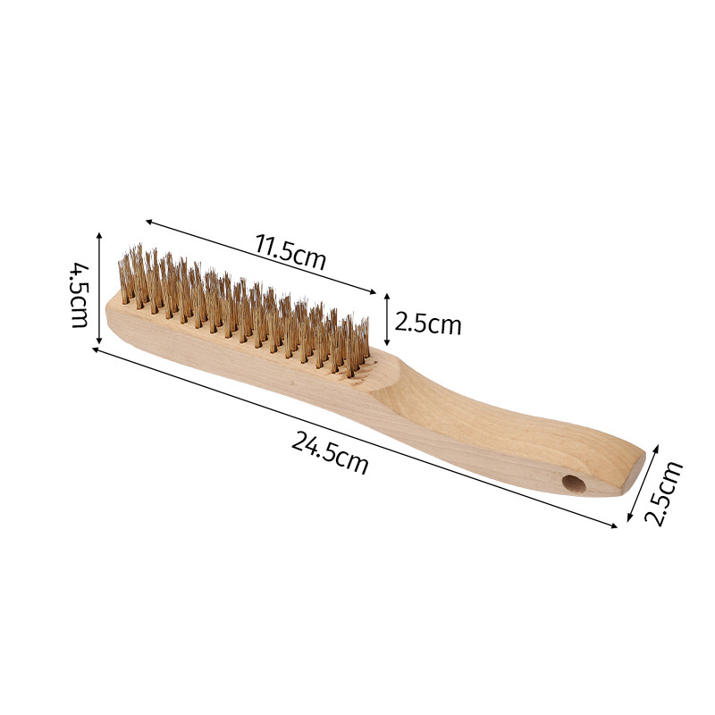 Nueve caballo de alambre de acero al carbono cepillo de rasguño de alambre de acero inoxidable mano curvada 14 pulgadas mango de madera grande Haya madera de caucho de abedul