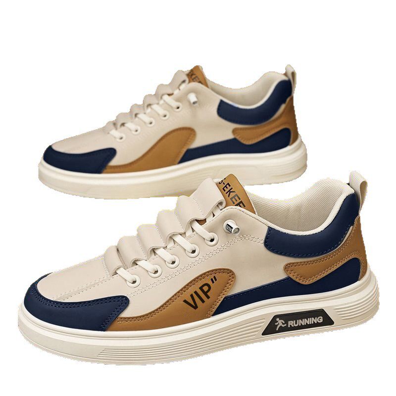 Giày sneaker nam đế mềm thoáng khí phối màu, dây thun co giãn, kiểu Hàn — Màu Kaki Z908-1, Z908-1 Trắng Xanh Lục, Z908-1 trắng xanh