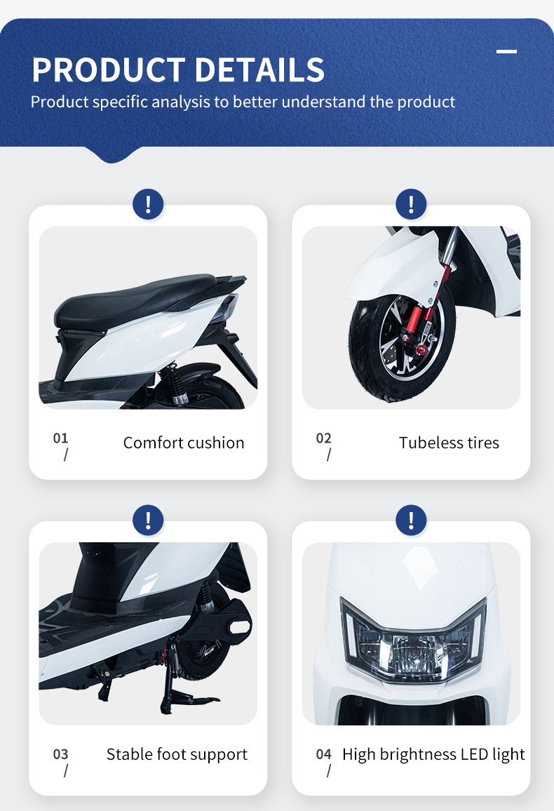 Factory Direct Sales H8 Electric Motorcycle High-Speed Long-Range 800W Adult Electric Bicycle Electric Moped