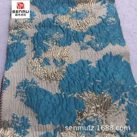 欧美宫廷风提花面料 金属丝外套 高密色织提花舞台走秀服布料批发