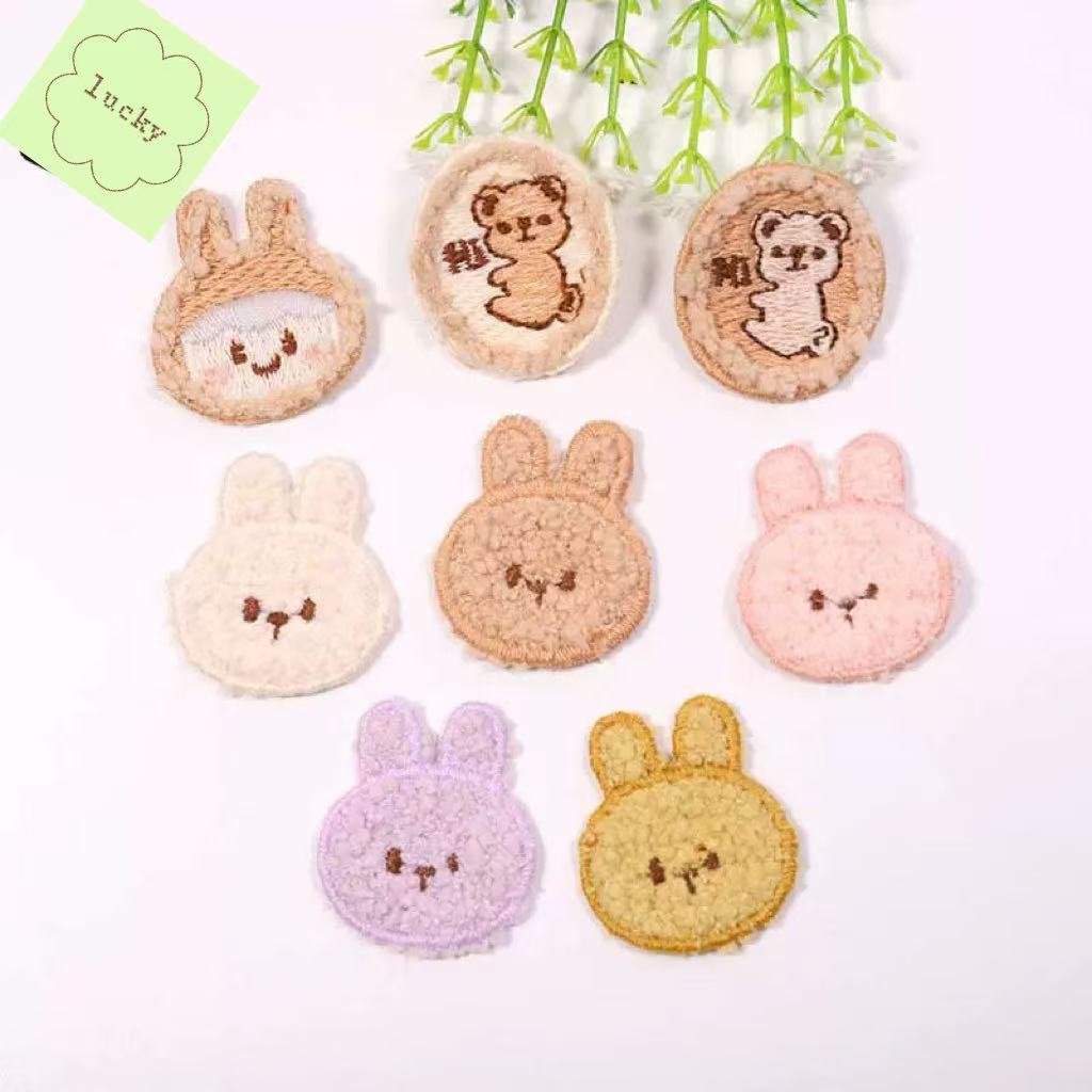 跨境补丁贴DIY刺绣贴精选帽子装饰辅料 可爱卡通毛毛小兔刺绣布贴