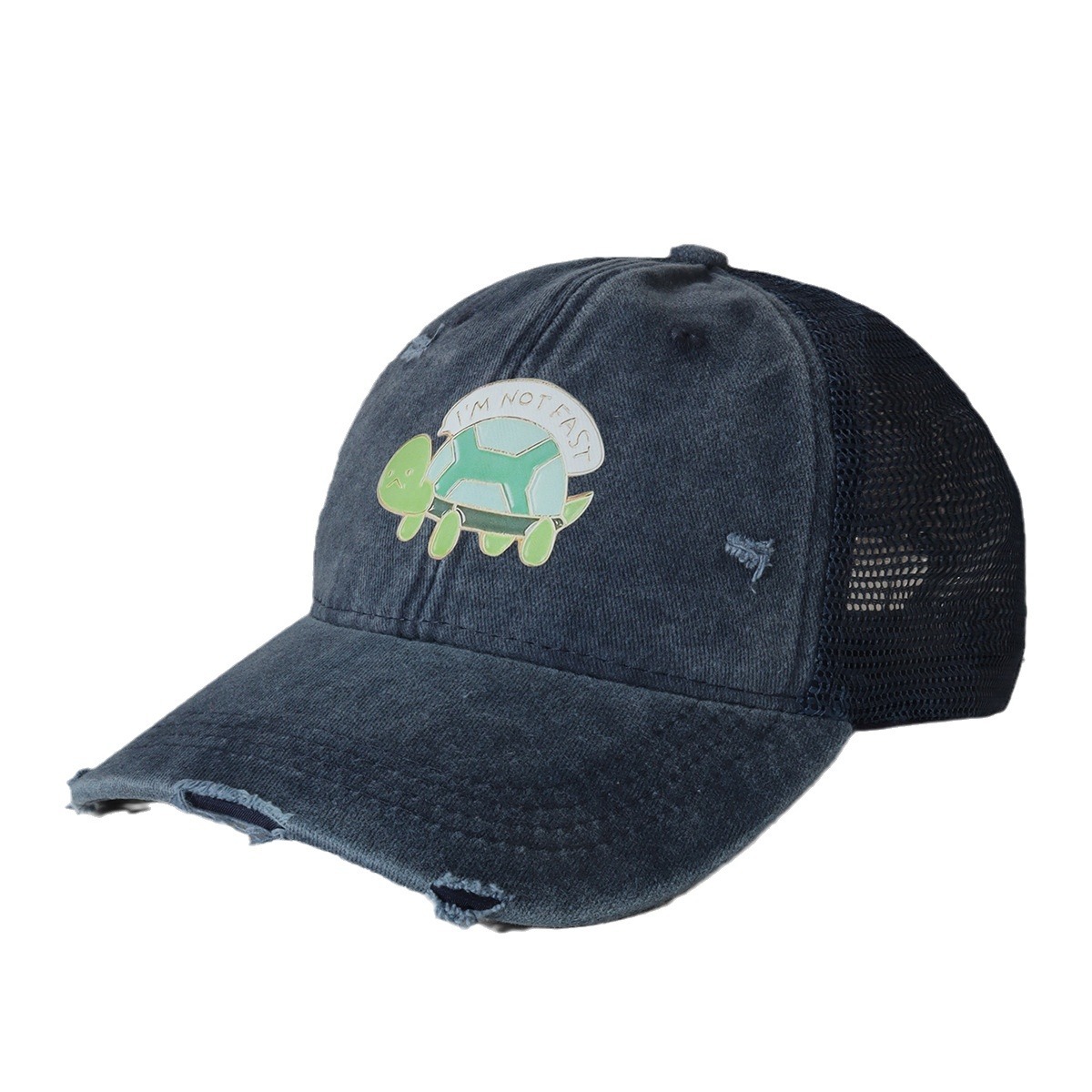 Unisex Gewassen cowboy trucker hoed Casual trend Groene schildpad print baseball pet Ademende zonbescherming_voghion.com