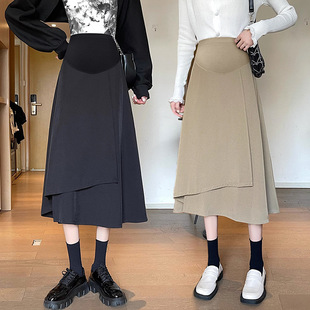 Pregnant women's skirt spring and autumn new casual fashion outerwear irregular knitted mid-length pregnant women's belly support skirt