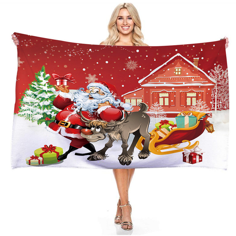 Microfiber Digital Printing Ultra-Lightweight, Breathable and Skin-Friendly, Super Absorbent and Quick-Drying Christmas Yoga Bath Towel and Beach Towel