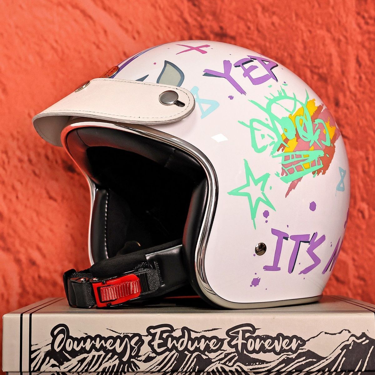 Taiwan JEF Retro 3/4 Motorcycle Helmet Men Women 3C