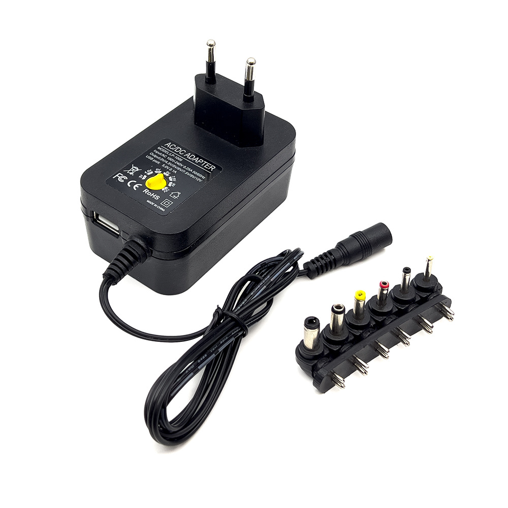 Fuente de alimentación ajustable multifunción 3 - 12V Fuente de alimentación ajustable 36W con puerto USB Función de carga 5V 3 - 12V