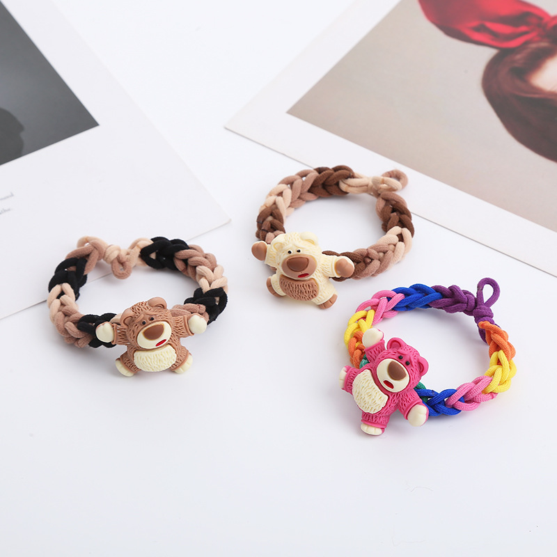 发绳发饰韩国东大门新款编织发圈可爱小熊皮筋儿童成人韩式ins风