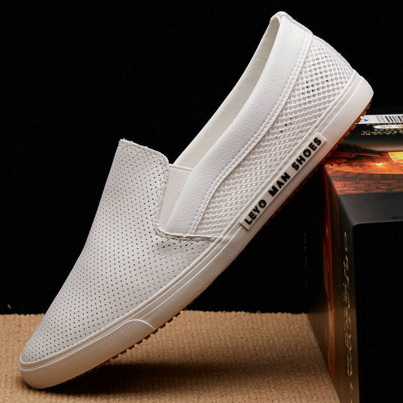 Summer men's shoes board shoes slip-on breathable casual men's shoes lazy loafers hole shoes hollow leather shoes 7037