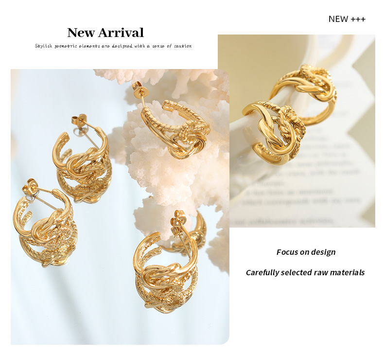 French Style Knot Titanium Steel Earrings Plating Stainless Steel Earrings
