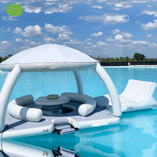 Inflatable Water Leisure Floating Platform Tent Inflatable Water Rest Bar Sofa Floating Platform Lounge Chair Outdoor Cross-Border