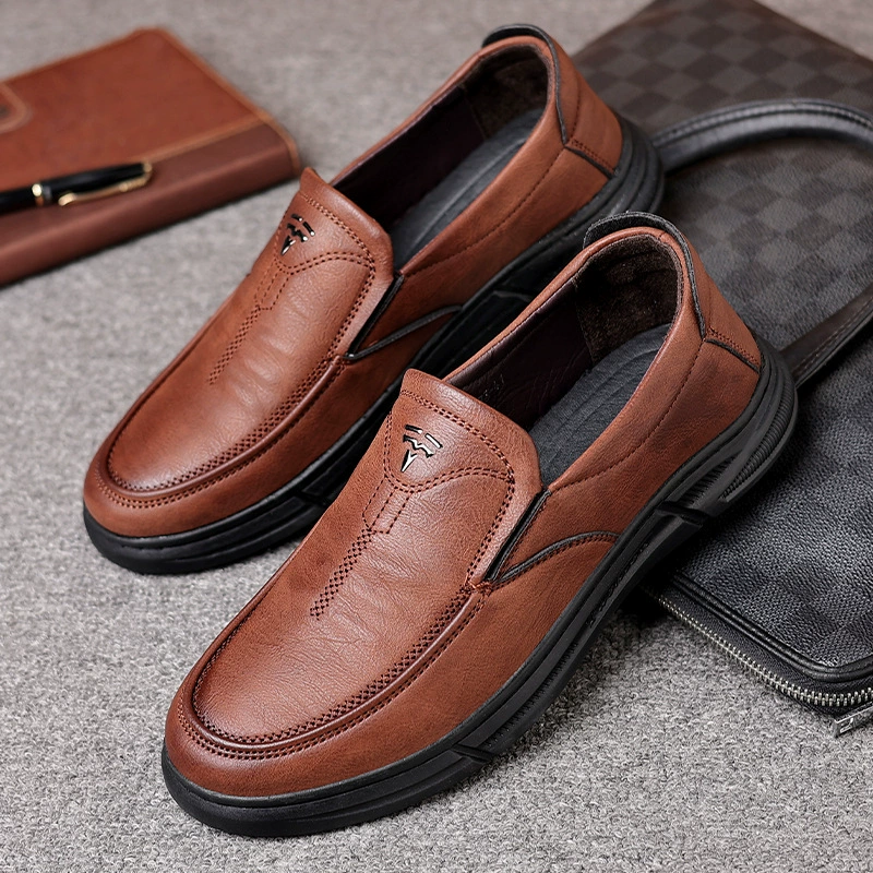 Мужские деловые кожаные туфли, модная повседневная мужская обувь среднего возраста, модные слипоны в стиле ретро, ​​обувь Xuheng Shoes 1