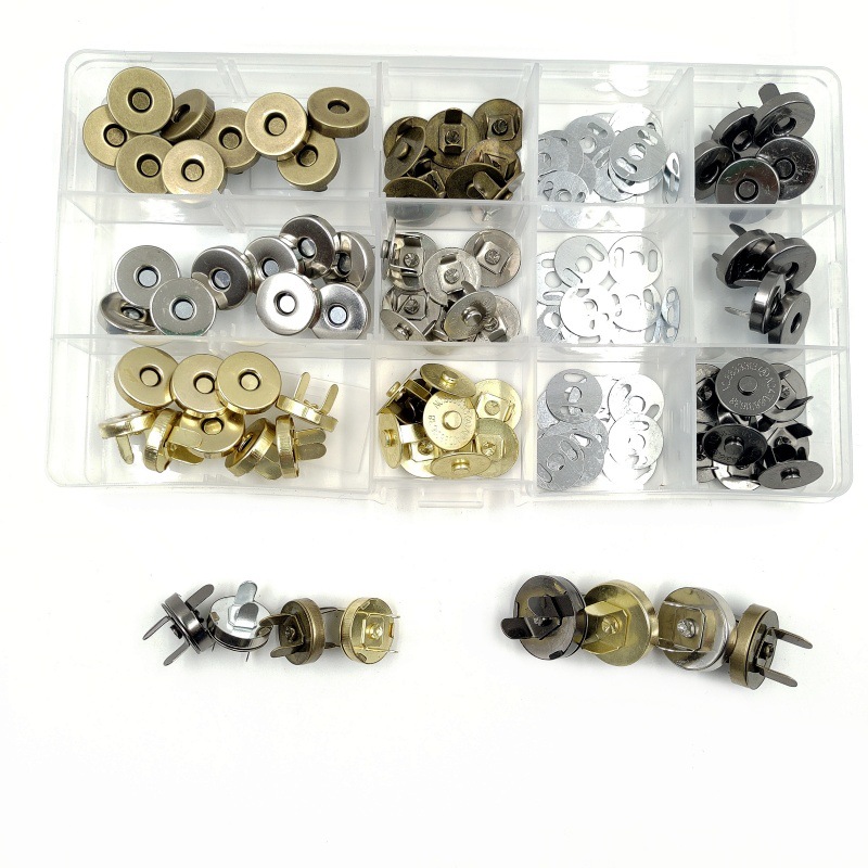 40 conjuntos de hebilla magnética sin costura fuerte magnetismo botón de metal de hebilla magnética sin costura bolsa de botón accesorios de bolsa