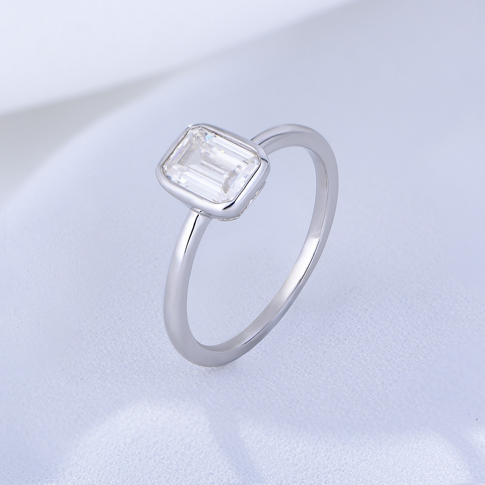 Zircon Inlay Material Rings Classification 925 Sterling Silver Zircon Square Rings