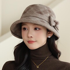秋冬季中老年人妈妈保暖盆帽优雅渔夫帽子女士老太太卷沿盆帽时尚