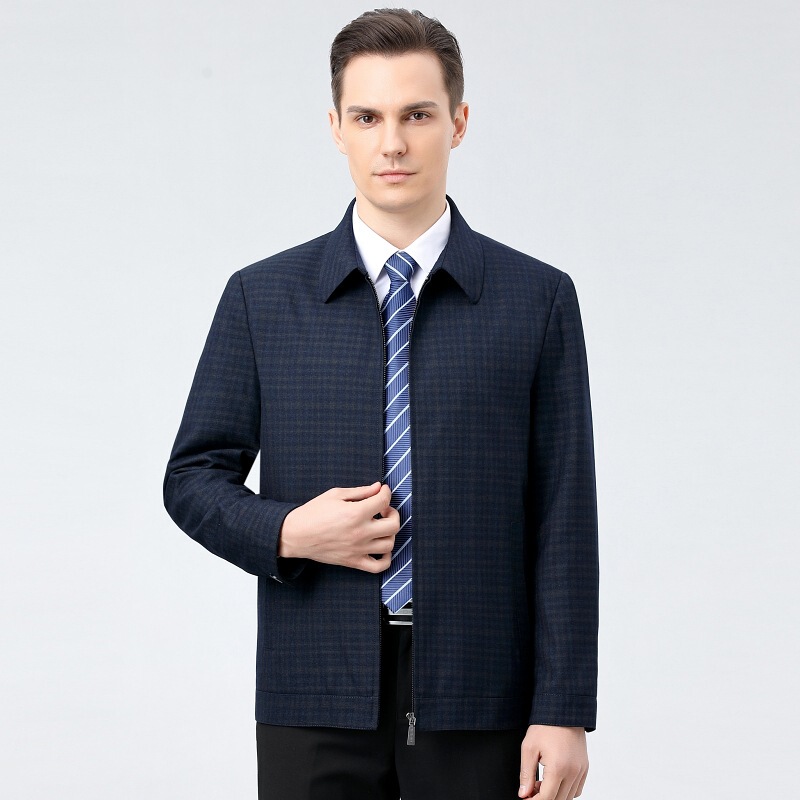 2024 Autumn and Winter Lapel Men's Wool Jacket Business Casual Non-Iron Men's Jacket Loose Large Size Men's Jacket