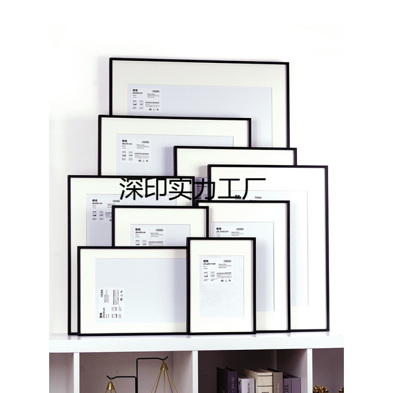 Black Photo Frame Wall Hanging A4 Certificate A3 License Frame 4K8K50X70 60X90 Narrow Picture Frame Framed Poster Frame