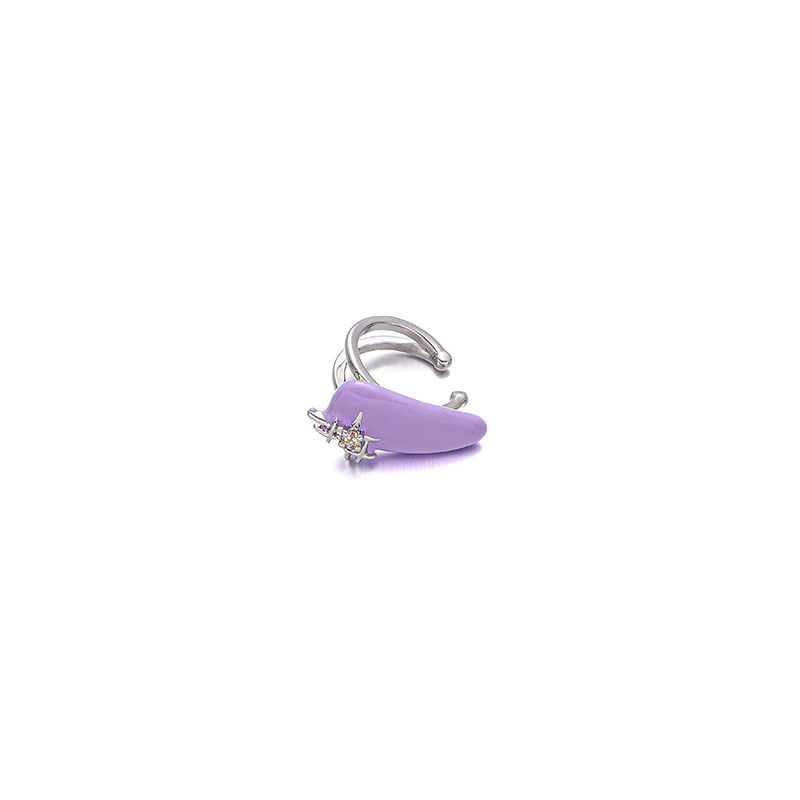 Japón y Corea del Sur dopamina color esmalte frío nicho de diseño original amor incrustado zircon diseño sin agujeros de orejas clip de hueso de orejas