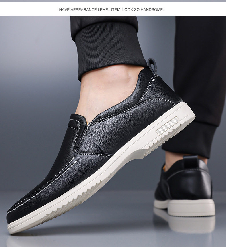 Giày lười nam cỡ lớn may thủ công, giày da casual xỏ chân, đế bằng, mũi dẹt — Màu xanh dương, màu đen chi tiết 17