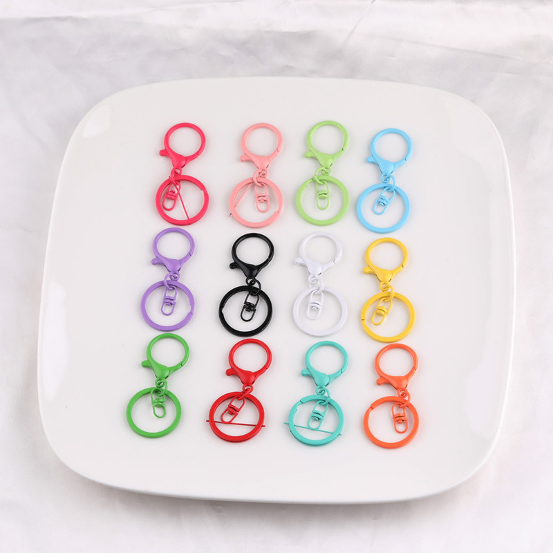 Color paint 8-word flat ring three-piece diy handmade bag toy doll pendant keychain jewelry accessories