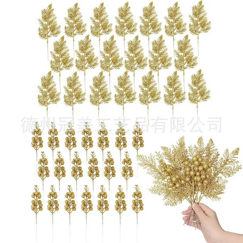 Gold Powder Pine Leaf Set Gold Powder Flower Gold Leaf Christmas Tree Christmas Wreath Gift Box Photo Frame Mask Decoration Cross-Border Gold Powder Pine Leaf Set Gold Powder Flower Gold Leaf Christmas Tree Christmas Wreath Gift Box Photo Frame Mask Decoration Cross-Border