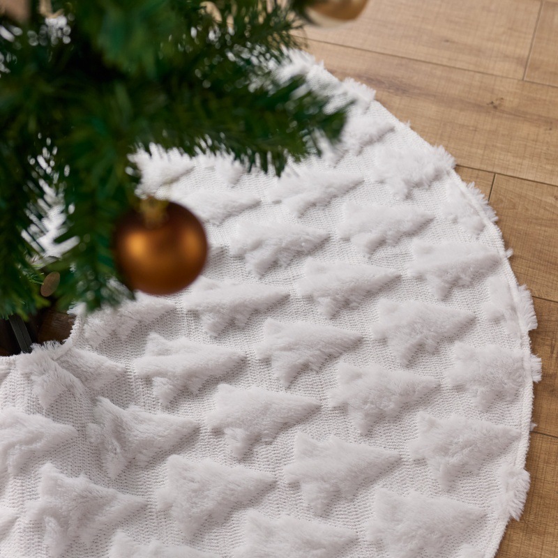 スポット新しいクリスマスツリースカートホワイトプリントホリデーデコレーションクロスボーダーホットスタイルぬいぐるみクリスマスツリーエプロン|undefined