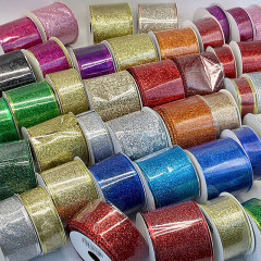 国境を越えた卸売りクリスマスの満面のリボンの布の鎖の辺の縁の色の丁の針金の蝶結びの祝日の装飾