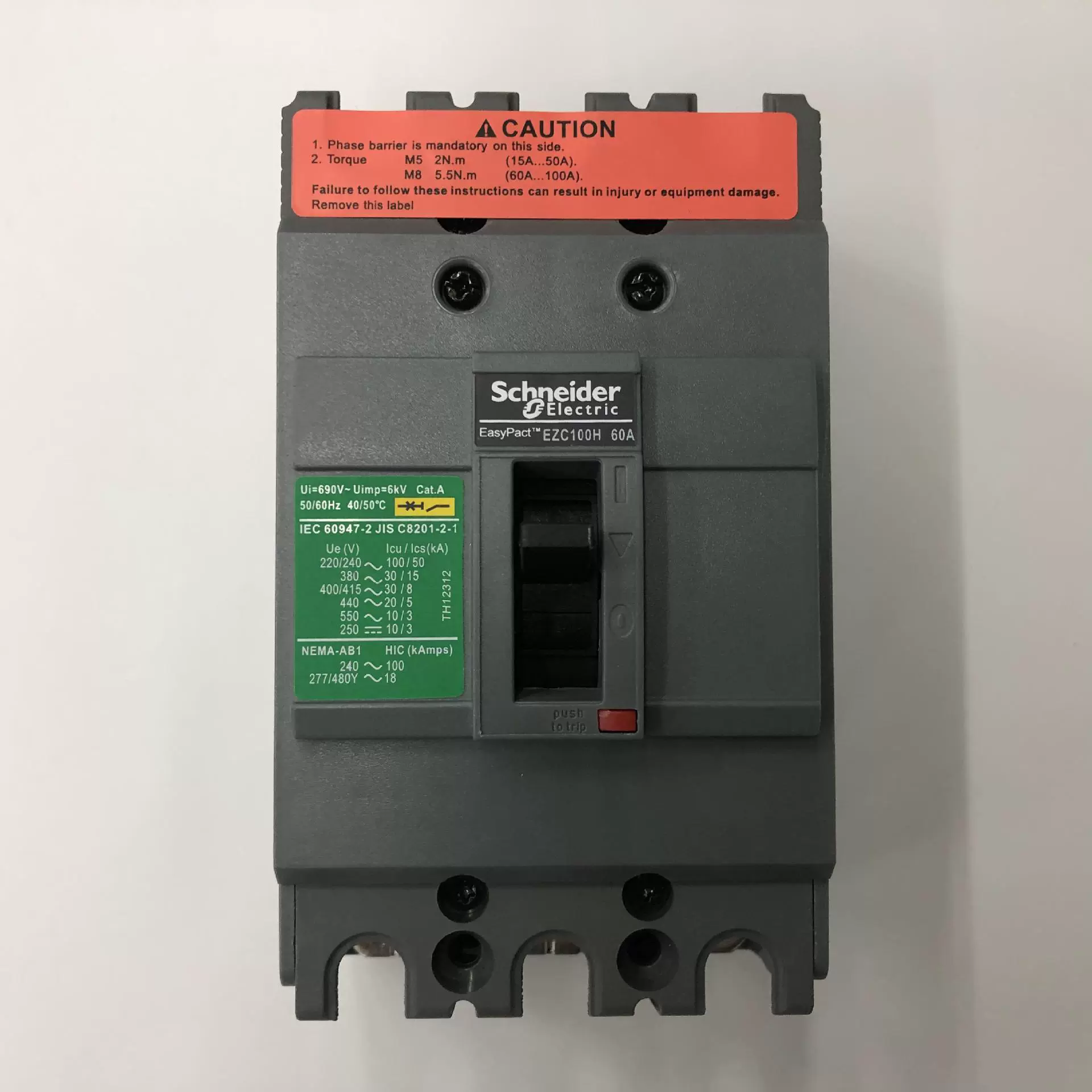 Оригинальный подлинный EZC100H3060 3P 60A воздушный выключатель Schneider с пластиковым корпусом