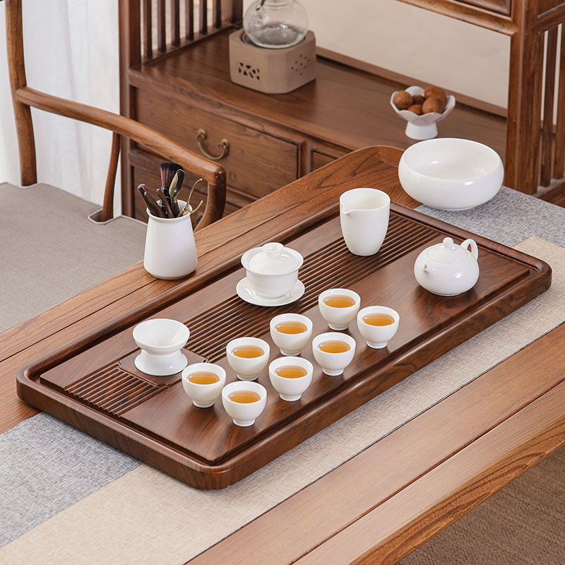 实木茶盘家用整块长方形简约功夫茶具套装排水中式新款客厅泡茶台|undefined