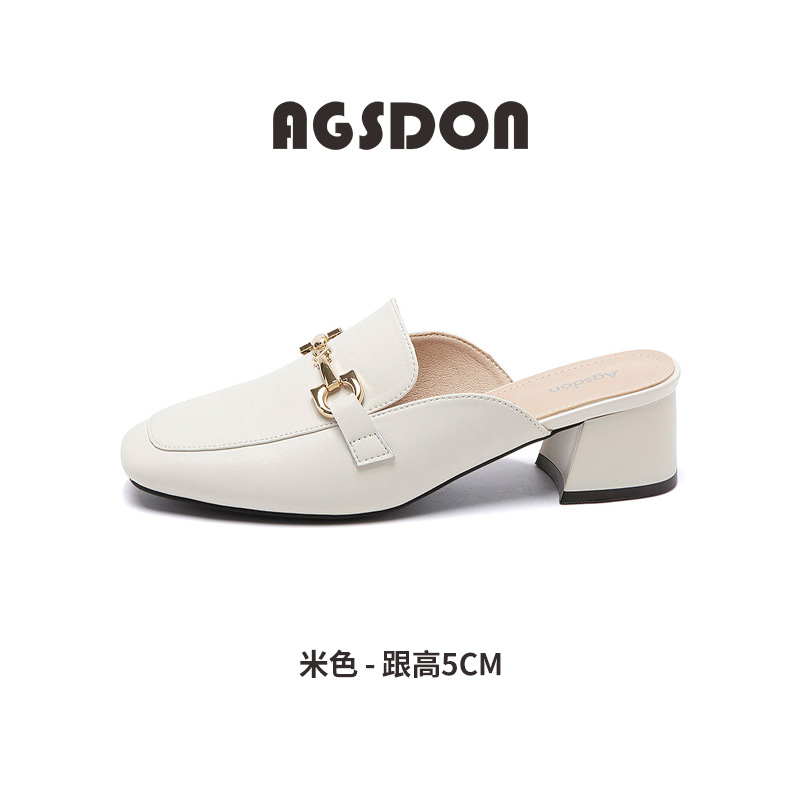 Sandalias Mules de Tacón Grueso para Mujer de Piel Sintética y TPU para Ocio image 6