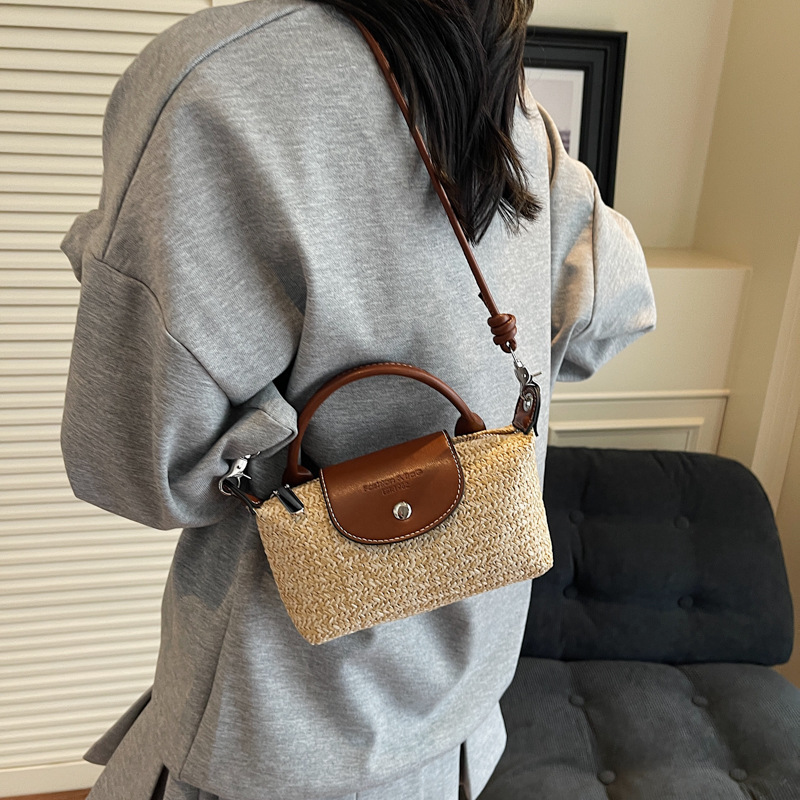Sommerlicher Regenbogen Stroh Schultertasche Für Damen Handtasche_voghion.com