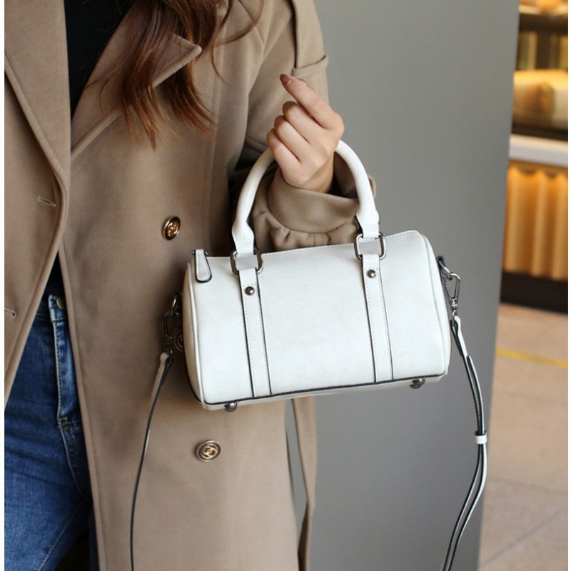 本革ハンドバッグレディースオイルワックス牛革枕バッグレディース2024新作斜めがけバッグ高級感ボストンレディースバッグ