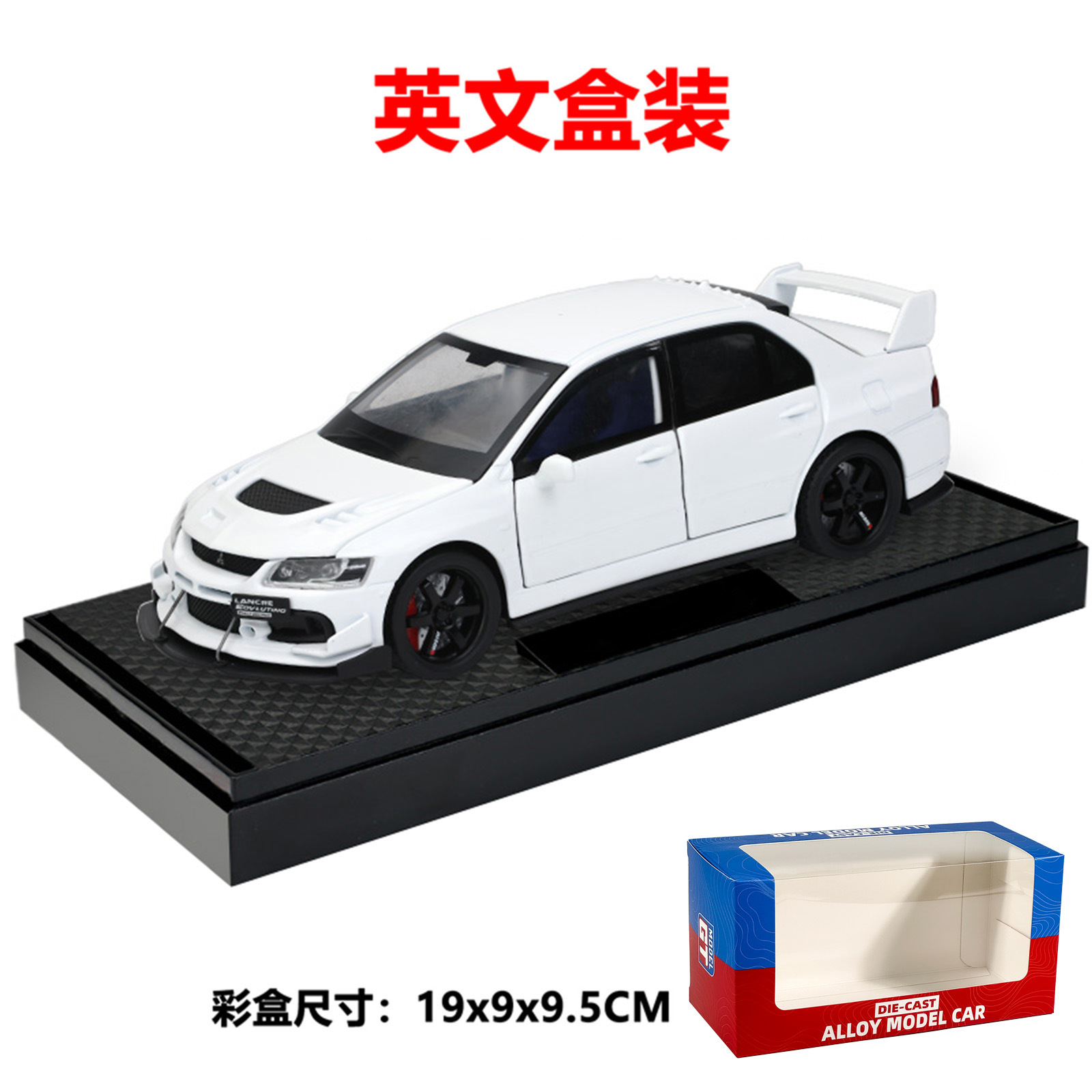 Modelo de Coche de Carreras Mitsubishi EVO de Aleación 1:32 con Base
