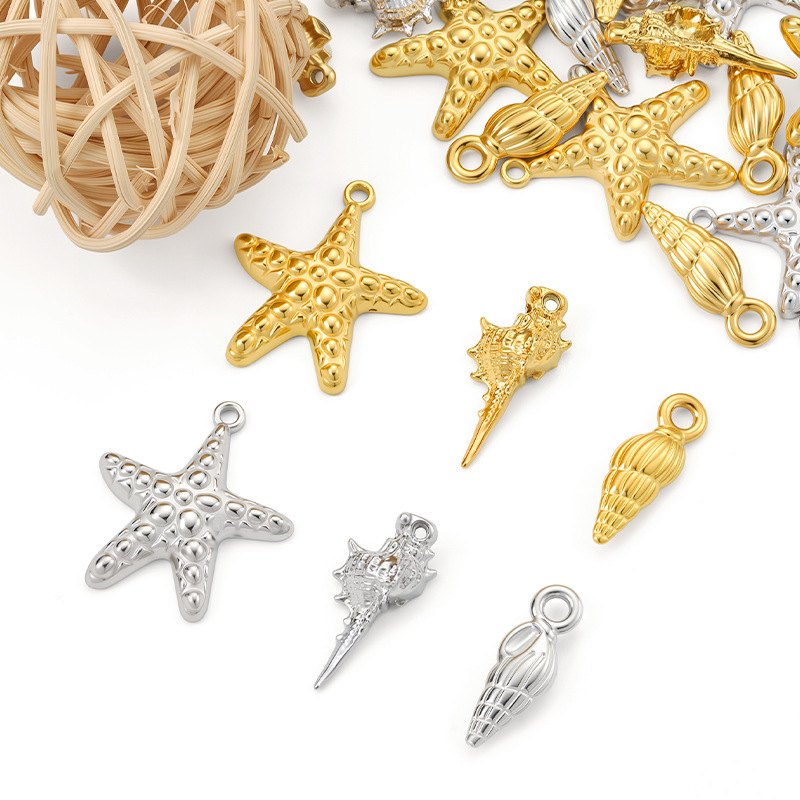 Stainless steel starfish pendant conch pendant does not fade men and women necklace bracelet stainless steel pendant diy in stock Stainless steel starfish pendant conch pendant does not fade men and women necklace bracelet stainless steel pendant diy in stock