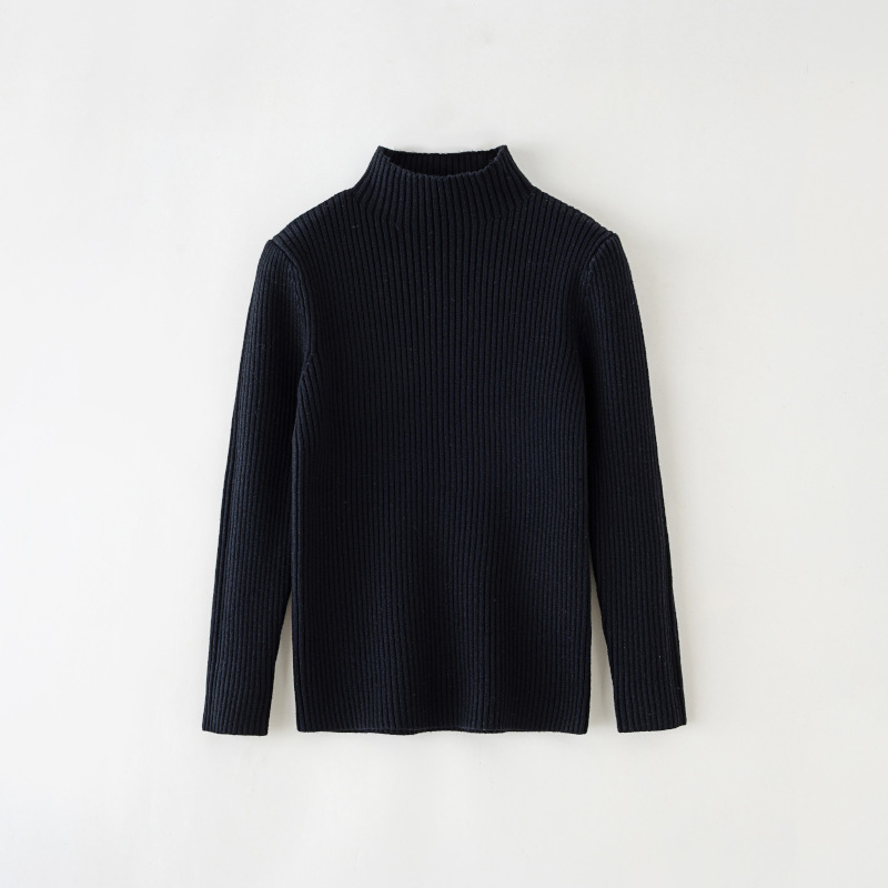 2025 otoño e invierno nuevos productos versión coreana de cuello medio alto elástico suéter para niños camisa de fondo de estilo occidental salvaje suéter de punto para niños