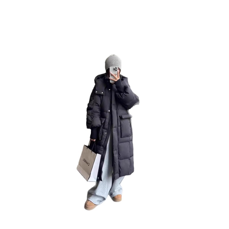 9162025冬季新款时尚洋气百搭加长款保暖连帽外套女韩版|undefined